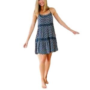 Hollister Blue Tiered Crochet Detail Spaghetti Strap Short Dress